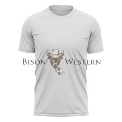 Men’s White Western Bison Performance T-Shirt